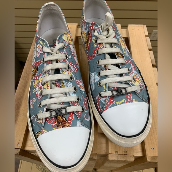 Roberto Cavalli Floral Low Leather Sneakers Sz 45 - Picture 10 of 15